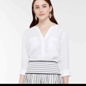 NWT Ann Taylor Linen Split Neck blouse